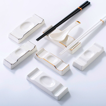 Silver-edged public double chopstick stand Bone China three-use chopstick stand Chopstick pillow spoon spoon holder Chopstick pad drag hotel customization