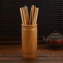 Household multi-function bamboo chopsticks tube Hotel restaurant chopsticks tube noodle restaurant chopsticks cage box Drain chopsticks rack Bamboo chopsticks basket