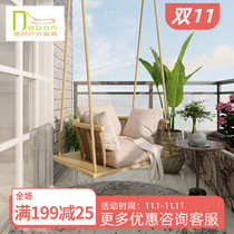 Nordic wood hanging chair home balcony swing indoor bedroom hanging hanging basket rocking chair outdoor courtyard swing chair