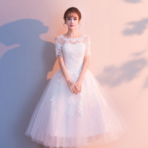 French light wedding dress female little man 2021 new temperament bride simple atmosphere short fairy gauze everyday