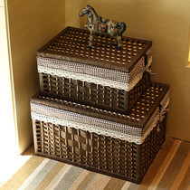 Rattan storage box covered clothes storage box storage box storage home storage box bamboo basket woven clothing storage basket
