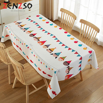 Tablecloth Japanese cartoon cotton and linen waterproof fashion round tablecloth square table coffee table living room dining table cloth