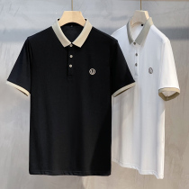 British contrast collar polo shirt mens short-sleeved trend business casual T-shirt thin summer mens lapel polo shirt
