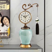 European-style ceramic metal clock living room wine cabinet desktop decoration ornaments watch home fashion silent luxury clock