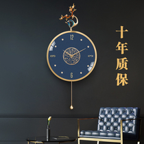 New Chinese enamel color leather wall clock Household fashion mute color deer decorative clock Living room atmosphere light luxury clock