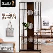 Japanese-style partition screen cabinet living room entrance entrance door Hall Cabinet decoration feng shui bamboo partition shelf