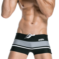 ACEFIT mens striped fashion boxer swimming trunks hot spring swimsuit swimsuit trendy male sex Beach swimming trunks