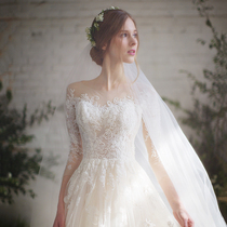 Light wedding dress 2021 New Bride wedding small Man simple Mori long sleeve Super fairy dream tail Spring
