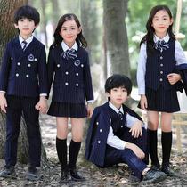 British style kindergarten Garden suit three-piece navy blue spring and autumn suit primary school students class clothes first grade dress