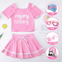 Childrens swimsuit Girls summer split skirt style Large childrens swimsuit Girls cute princess baby sunscreen swimsuit