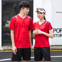Mens and womens short-sleeved badminton suits for childrens competition uniforms Sportswear tops shorts T-shirts running training uniforms