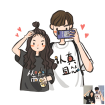 Q version hand-painted head portrait crayon style cute cartoon couple portrait custom comic character real photo turn hand-painted