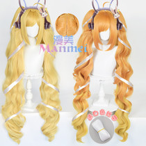 The strange journey of the time of the beautiful King Angela cos wig silicone simulation scalp Tiger Mouth clip double ponytail