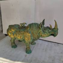 Imitation ancient bronzeware GOLD INSCRIPTION RHINOCEROS RHINOCEROS RHINOCEROS WORKMANSHIP FINE RED SPOT GREEN RUST PENDULUM PIECES COLLECTION MANUFACTURER DIRECT
