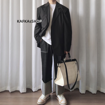 KAFKAsSHOP sealed tote bag unisex with the same simple bag Korean trendy one-shoulder hand-held canvas messenger stitching bag