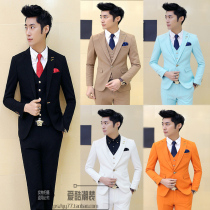 New best man wedding dress Tide brand British suit men suit Korean version of self-cultivation host dating suit suit set photo studio