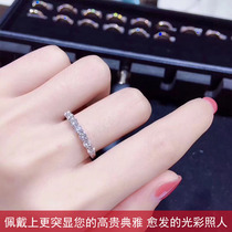 18K platinum ring moisanishi Diamond d color diamond ring half circle drill stack wearing tail ring small 7 full drill ring