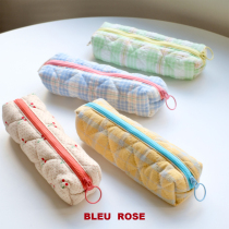  BLEU et ROSE (Grid house)original three-dimensional quilted ins Japanese pencil case grid niche storage