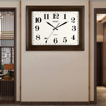 Han time living room square wall clock clock clock large solid wood clock Chinese retro decorative hanging watch quartz clock HW30