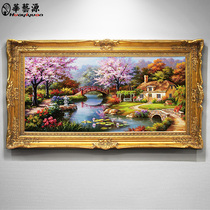 Hand-painted oil painting Thomas manor sofa background wall living room dining room decoration painting European style landscape hanging painting customization