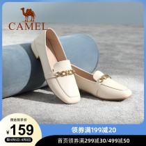 Camel womens shoes 2022 Spring new Inn small leather shoes lady casual party with Lefoe Shoe square head single shoe woman