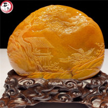 Tian Yellowstone Seal Shoushan Stone Pendulum Pieces Lao Stone Northern Fields Yellowstone Handlebar Pieces Stone Pendant Living Room Pendulum Pieces