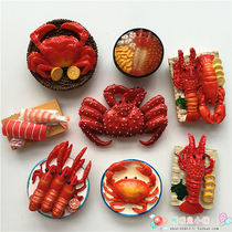 Creative cute cartoon Seafood crab food resin refrigerator stickers decorative magnetic stickers magnetic stickers suction stickers magnetic stickers