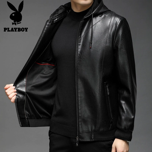 Playboy, демисезонная тонкая полиуретановая куртка с капюшоном для отдыха