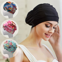 Swimming cap for womens long hair Korean fashion and comfortable fabric swimming cap adult plus size loose high bullets