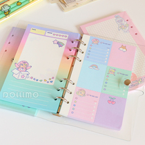 Do Home Ledger Loose-leaf Inner Core Ins CUTE LITTLE BEAR SOFT SUGAR HANDBOOKS BEN GIRL HEART CUTE GIRL COLOR PAGE PAPER SMALL RABBIT WAVE SIDES 6 HOLES A6 REPLACEMENT LOOSE-LEAF PAPER HAND TENT CORES