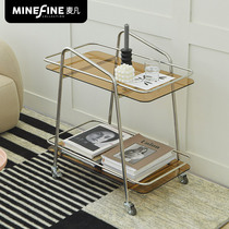 Maifan Nordic light luxury stainless steel cart Simple household storage dining car Commercial hotel trolley wine cart