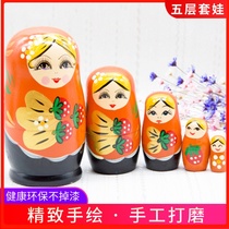Russian 5-layer wood products childrens educational toy set doll cute girl Creative Crafts gift