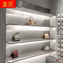 Clothing store display rack stainless steel wire drawing display rack womens clothing store wall partition rack shoe bag coat and hat shelf
