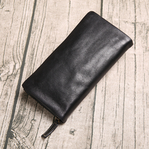 Jiucheng good product handbag mens leather zipper long wallet large capacity casual mens head layer cowhide hand bag tide