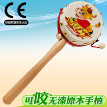 Rattle Zodiac Cow 2021 Baby hand drum Huolang drum Wave drum Log shaking drum Cowhide toy drum