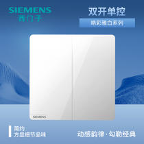 Siemens Double Open Single Control Switch Hao Color Elegant White Two Open Double Link Single Control 86 Type Wall Switch Socket