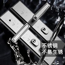 Anti-theft door handle stainless steel universal door lock set panel household door accessories anti-theft lock handle old-fashioned