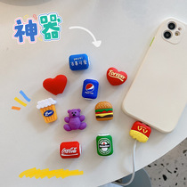 Cartoon data cable protection head silicone anti-breaking Apple charging cable protector burger fries cute women tide