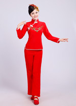 Yangko suit 2021 new female middle-aged and old fan dance square dance waist drum activities costume folk dance costume