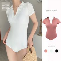 SOPHIE swimsuit one-piece short-sleeved meat surf slim belly belly hipster girl sweet diving suit polo