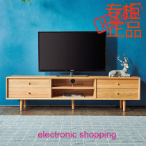 Beautiful Nordic solid wood TV cabinet minimalist living-room home small family TV cabinet white oak TV cabinet