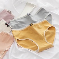 5-pack new product bow Japanese Morandi simple girl pure cotton underwear female mid-waist sweet student three