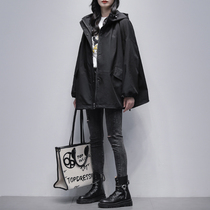 Black windbreaker women long 2021 Autumn New Korean hooded long sleeve casual loose slim coat