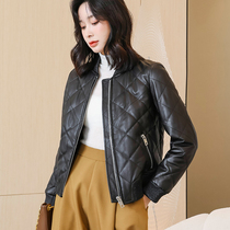 2021 autumn and winter New Haining sheep leather leather leather jacket women short style plus cotton baseball suit Korean leather jacket