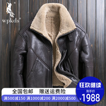 2020 new original ecological sheepskin one men B3 air force flight jacket leather men's fur coat thick