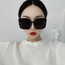 Large frame polarized sunglasses Women thin frameless temperament sunglasses Anti-UV square net red street shot vacation glasses