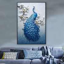 New 5D Diamond painting peacock blue vertical version of the porch diamond embroidered living room point drill cross stitch