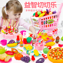 Birthday cake Chesher children can cut fruit toy house kitchen knife Pizza Vegetable Shopping cart set