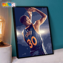 Digital oil color painting diy oil painting figure NBA basketball star hand drawing color hand painting hand decoration painting warrior Curry