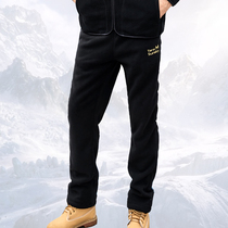 2021 autumn and winter outdoor plus velvet padded windproof casual fleece pants men warm fleece loose sports trousers